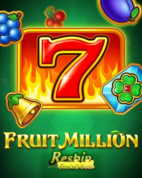 Tampilan visual mesin slot Fruit Million Respin dengan simbol buah klasik dan latar belakang hijau cerah.